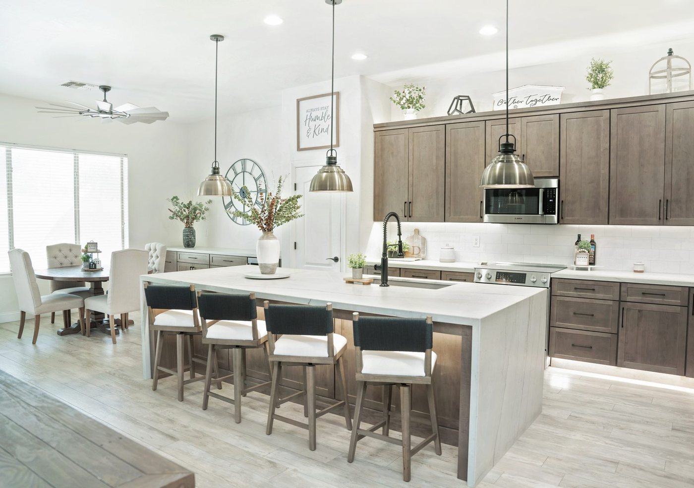 Farmhouse-inspired kitchen and island remodel, Queen Creek, AZ, by Markell Designs
